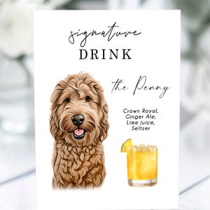 Dog custom drink sign Dog signature drink sign Dog signature cocktail Custom pet bar menu sign Wedding sings drink menu name pet