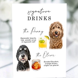 Dog signature cocktail Dog custom drink sing Dog signature drink sing Custom pet bar menu sing Pet custom drink Two pets + Two drinks