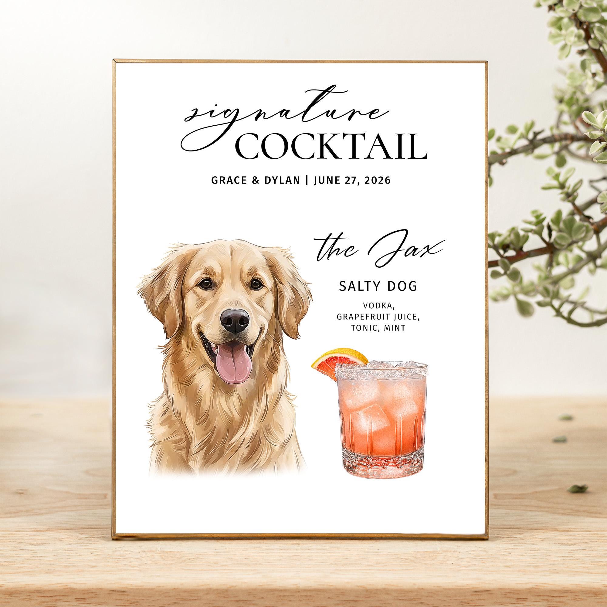シンガーズハイ サイン入りポスター DOG Dog Signature Drink Sign Dog Signature Cocktail Sign Dog Name Sign