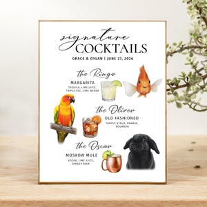 Signature wedding drink Menu for wedding signature drink names Dog custom drink sing Dog signature cocktail Custom pet bar menu sing image 19