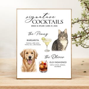 Signature wedding drink Menu for wedding signature drink names Dog custom drink sing Dog signature cocktail Custom pet bar menu sing image 18
