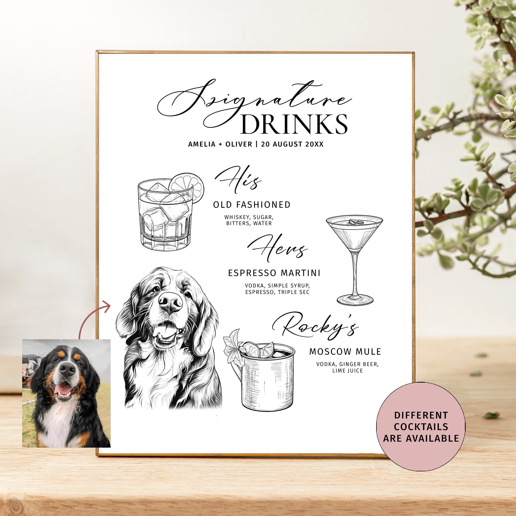 シンガーズハイ サイン入りポスター DOG Dog Signature Cocktails Wedding Signature Drink Sing Hers and Dog