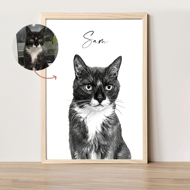 Schizzo di cane personalizzato da foto Ritratto di animale domestico digitale disegnato a mano Ritratto di cane personalizzato DOWNLOAD DIGITALE Regalo commemorativo per animali domestici immagine 14