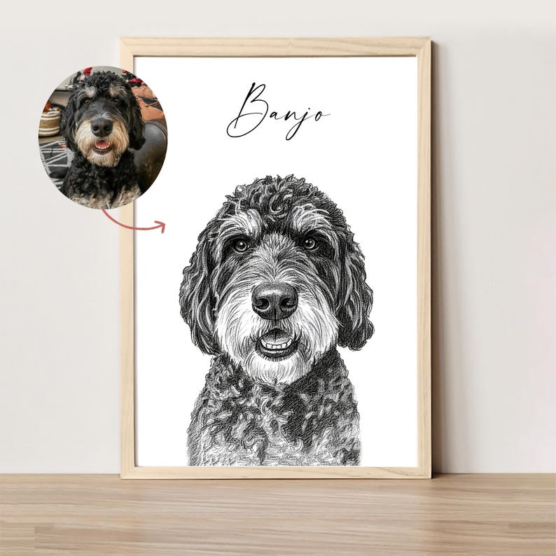 Schizzo di cane personalizzato da foto Ritratto di animale domestico digitale disegnato a mano Ritratto di cane personalizzato DOWNLOAD DIGITALE Regalo commemorativo per animali domestici immagine 16