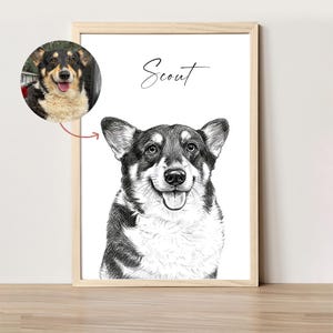 Schizzo di cane personalizzato da foto Ritratto di animale domestico digitale disegnato a mano Ritratto di cane personalizzato DOWNLOAD DIGITALE Regalo commemorativo per animali domestici immagine 9