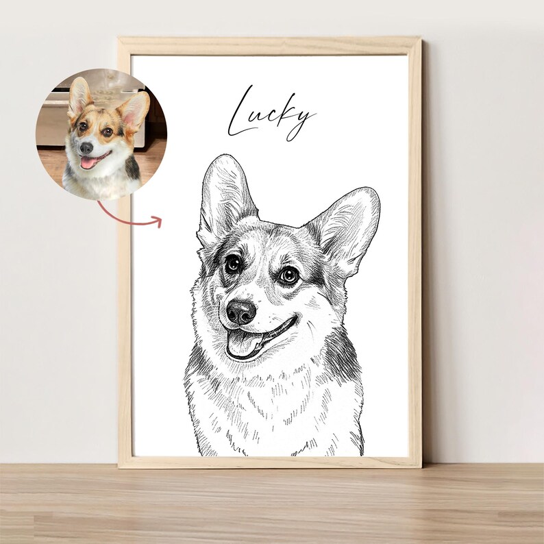 Schizzo di cane personalizzato da foto Ritratto di animale domestico digitale disegnato a mano Ritratto di cane personalizzato DOWNLOAD DIGITALE Regalo commemorativo per animali domestici immagine 13