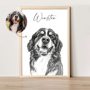 Schizzo di cane personalizzato da foto Ritratto di animale domestico digitale disegnato a mano Ritratto di cane personalizzato DOWNLOAD DIGITALE Regalo commemorativo per animali domestici immagine 15