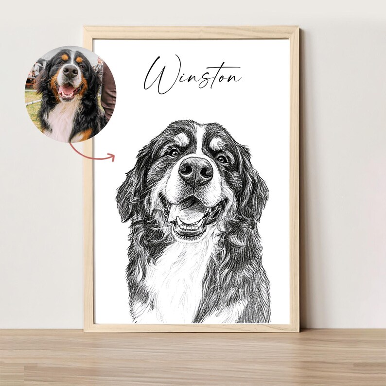 Schizzo di cane personalizzato da foto Ritratto di animale domestico digitale disegnato a mano Ritratto di cane personalizzato DOWNLOAD DIGITALE Regalo commemorativo per animali domestici immagine 15