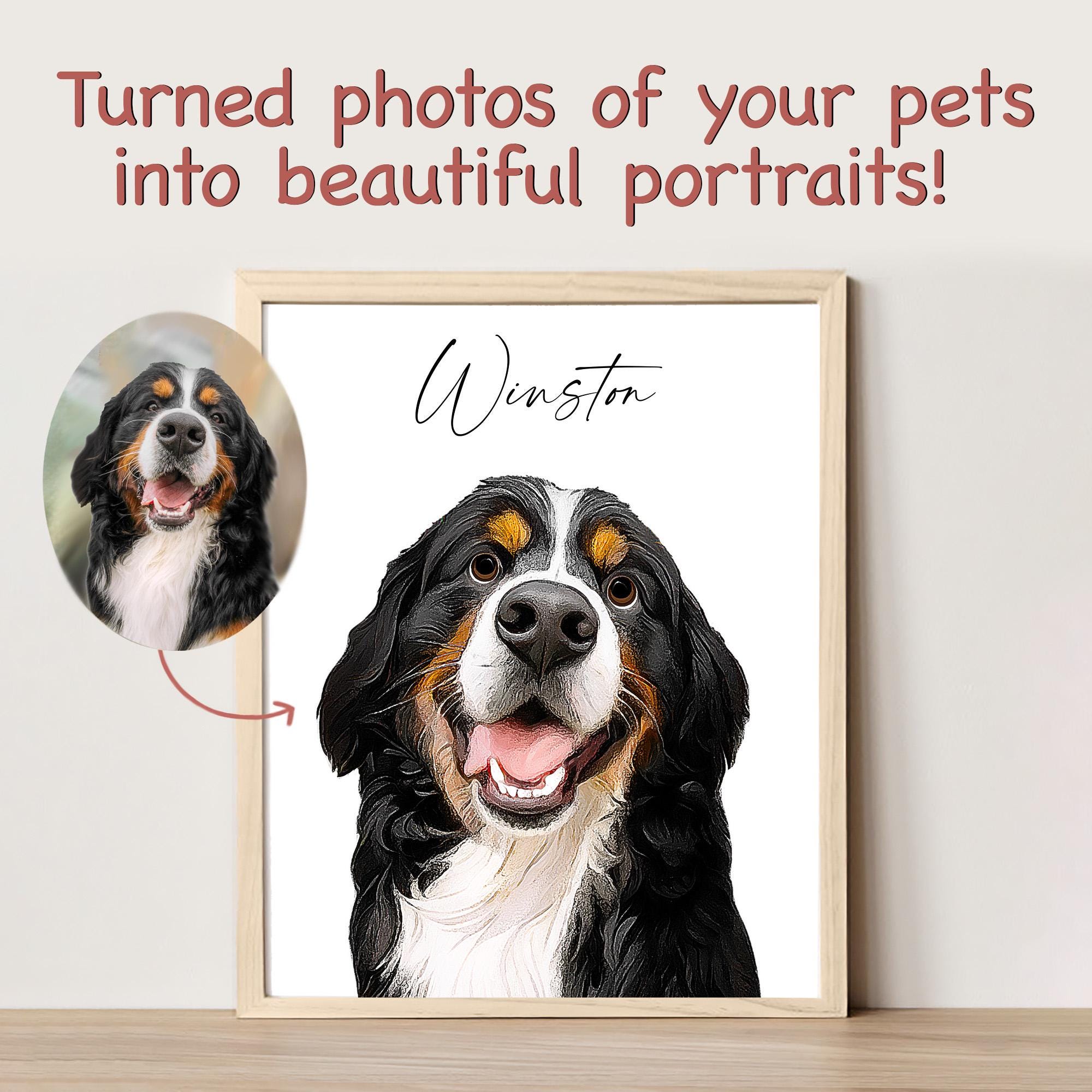 Custom Pet Portrait From Photo Digital Dog Portrait Custom Personalized ...