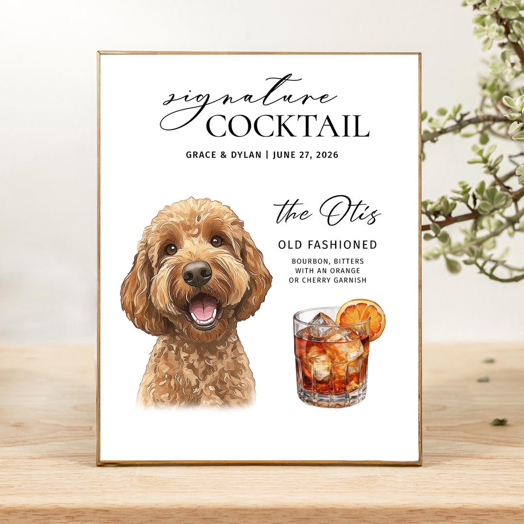 Dog Custom Drink Sign Dog Signature Drink Sign Dog Signature