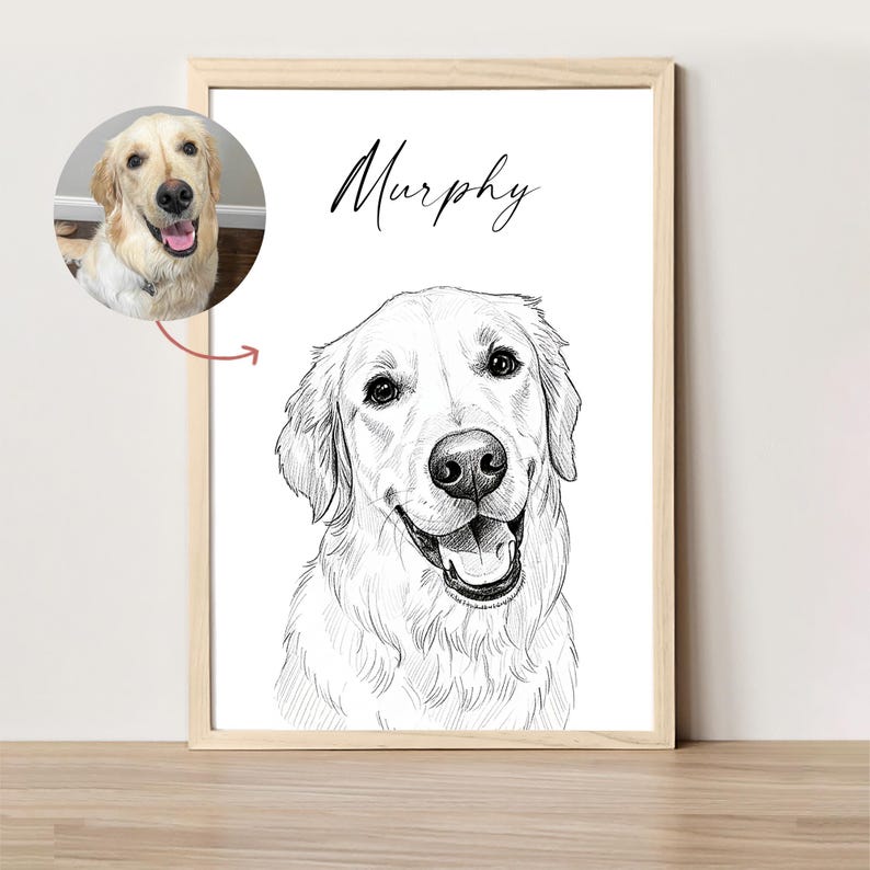 Schizzo di cane personalizzato da foto Ritratto di animale domestico digitale disegnato a mano Ritratto di cane personalizzato DOWNLOAD DIGITALE Regalo commemorativo per animali domestici immagine 11