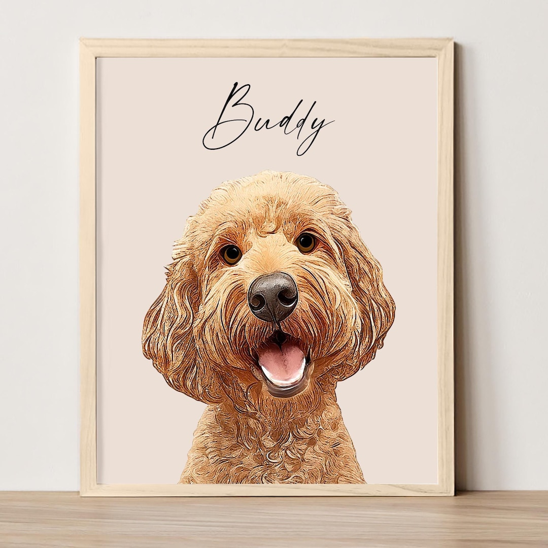 Digital Pet Portrait Custom From Photo Personalized Dog Portrait Custom ...