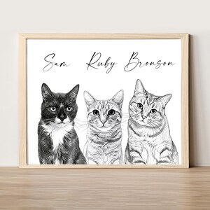 Schizzo di cane personalizzato da foto Ritratto di animale domestico digitale disegnato a mano Ritratto di cane personalizzato DOWNLOAD DIGITALE Regalo commemorativo per animali domestici 3 Pets