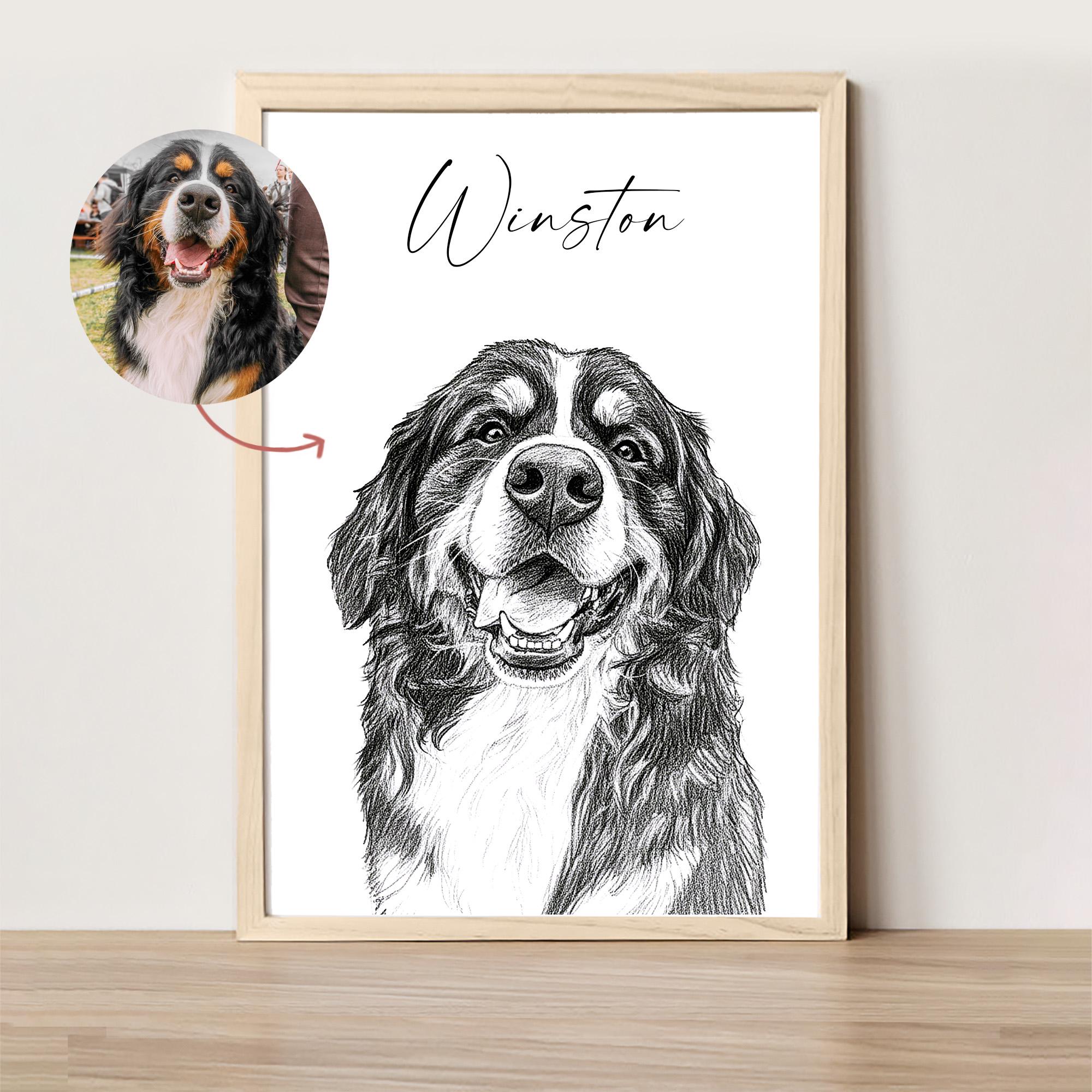 Custom Two Dogs Sketch From Photo Hand Drawn Digital Custom Pet Sketch ...