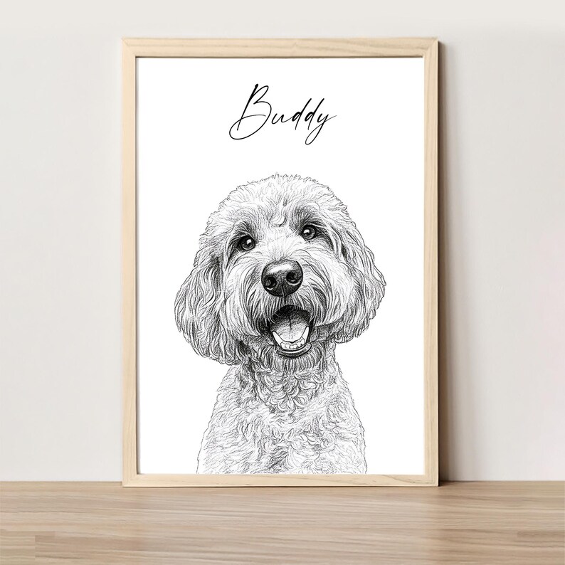 Schizzo di cane personalizzato da foto Ritratto di animale domestico digitale disegnato a mano Ritratto di cane personalizzato DOWNLOAD DIGITALE Regalo commemorativo per animali domestici 1 Pet