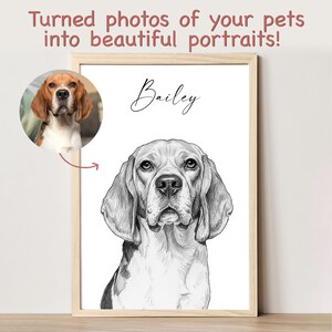 Schizzo di cane personalizzato da foto Ritratto di animale domestico digitale disegnato a mano Ritratto di cane personalizzato DOWNLOAD DIGITALE Regalo commemorativo per animali domestici immagine 2