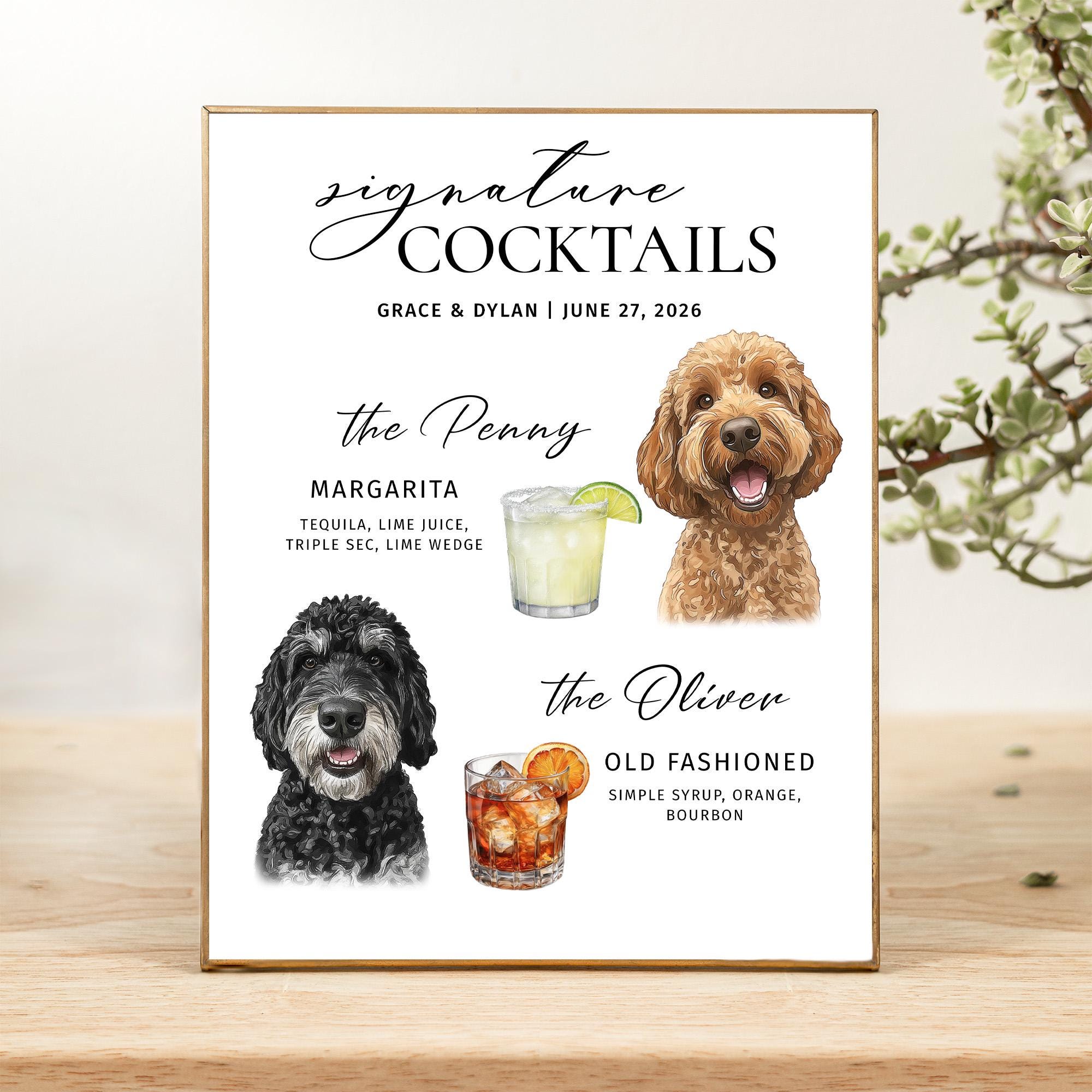 Dog Signature Drink Sign Dog Signature Cocktail Sign Dog Name Sign