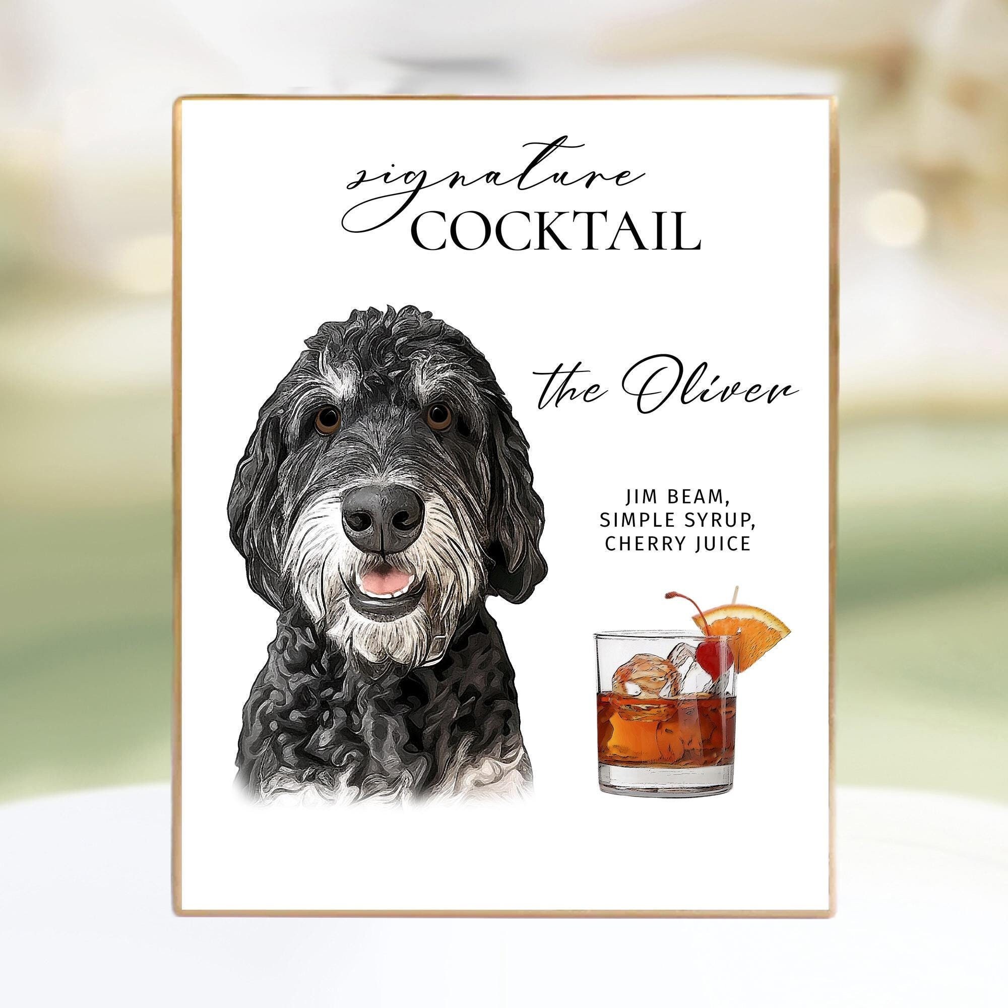 Dog signature drink sign Dog signature cocktail sign Dog name sign Custom pet bar menu sign Cat signature drink Wedding signature bar sign