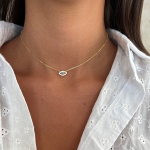 Gold Evil Eye Charm Necklace for Women