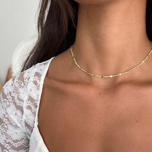 Dainty Link Chain Choker Necklace, Sterling Silver 925 or Gold, Minimalist Elegant Layering Chain Necklace, Luxury Jewelry Gift for Women