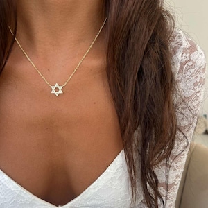 Star of David Pendant Necklace, Sterling Silver 925 Magen David Necklace, CZ Jewish Star Charm Necklace, 14k Gold Jewish Charm Necklace