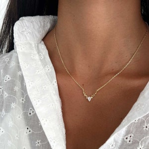 Silver 925 Deer Antler Necklace, Diamond Deer Charm Necklace, Reindeer Necklace, 14K Gold Elk Antler Nature Pendant Necklace, Animal Jewelry