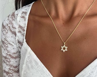 Collier étoile de David en or, pendentif Magen David, chaîne à maillons en argent sterling 925