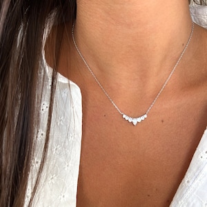 Diamond Teardrop Pendant Necklace, Silver 925 Pear cut CZ Necklace, minimalist Rose Gold Chain Pear CZ Charm Necklace for Women