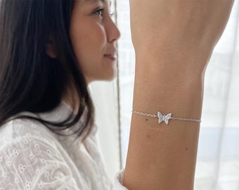 Pavé Schmetterling Armband, Rose Gold CZ Zierliche Armband für Frauen
