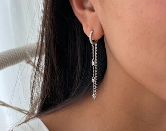Silver 925 Chains Hoop Earring, Dangle & Drop Earrings 14k