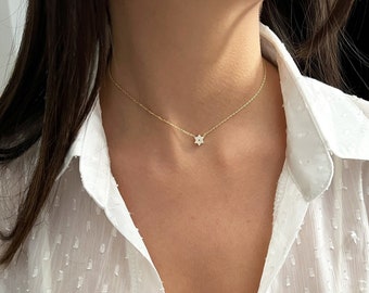 Collier étoile juive, pendentif étoile de David en or 14 carats sur argent sterling 925, breloque Magen David minimaliste pour elle