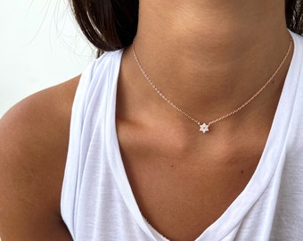 Tiny Star of David Necklace, Magen David Necklace, Jewish Star Charm, Jewish Necklace, 925 Sterling Silver, Gold, Rose Gold