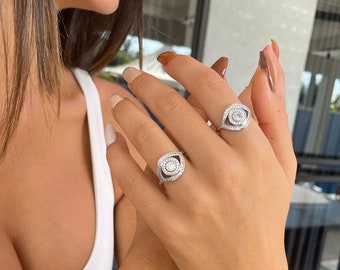 Gold Evil Eye Ring, Sterling Silver 925 Eye Ring, Cubic zirconia Ring, Protection Ring, Good Luck Ring, Positive Energy, Hamsa Ring, CZ Ring