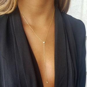 Diamond Y Necklace, CZ Y Necklace, Dainty Lariat Necklace, Dainty Y Necklace, Simple Y Necklace, Delicate Gold Y necklace, Layered Necklace