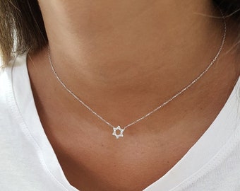 Tiny Star of David Necklace, Sterling Silver Magen David Jewish Star Charm, Jewish Religious Judaica Necklace