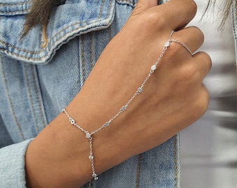 Sterling Silver Hand Bracelet 925, Finger Bracelet, Back Hand Bracelet, Slave Bracelet Ring, Hand Chain Bracelet