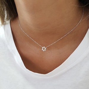 Tiny Star of David Necklace, Sterling Silver Magen David Jewish Star Charm, Jewish Religious Judaica Necklace