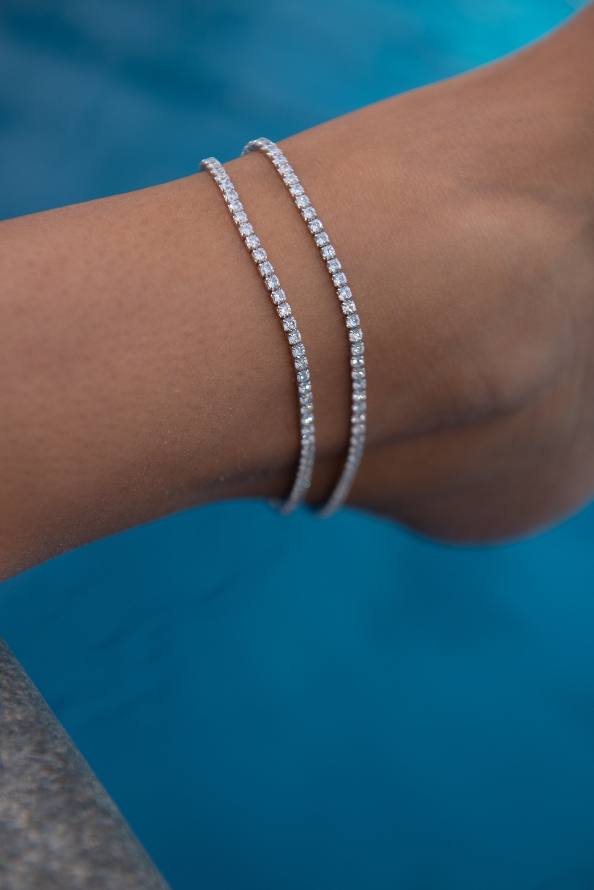 Sterling silver tennis anklet deals