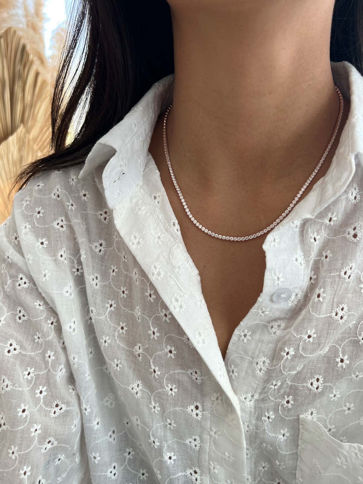 Silver 925 Tennis Necklace, Tennis Necklace, 2.5 Mm Cubic