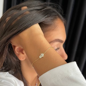 Złota Bransoletka Hamsa, Bransoletka Hamsa Charm, Bransoletka Hamsa Hand, Bransoletka Ochronna, Bransoletka Na Szczęście, Bransoletka Hamsa, Ręka Fatimy