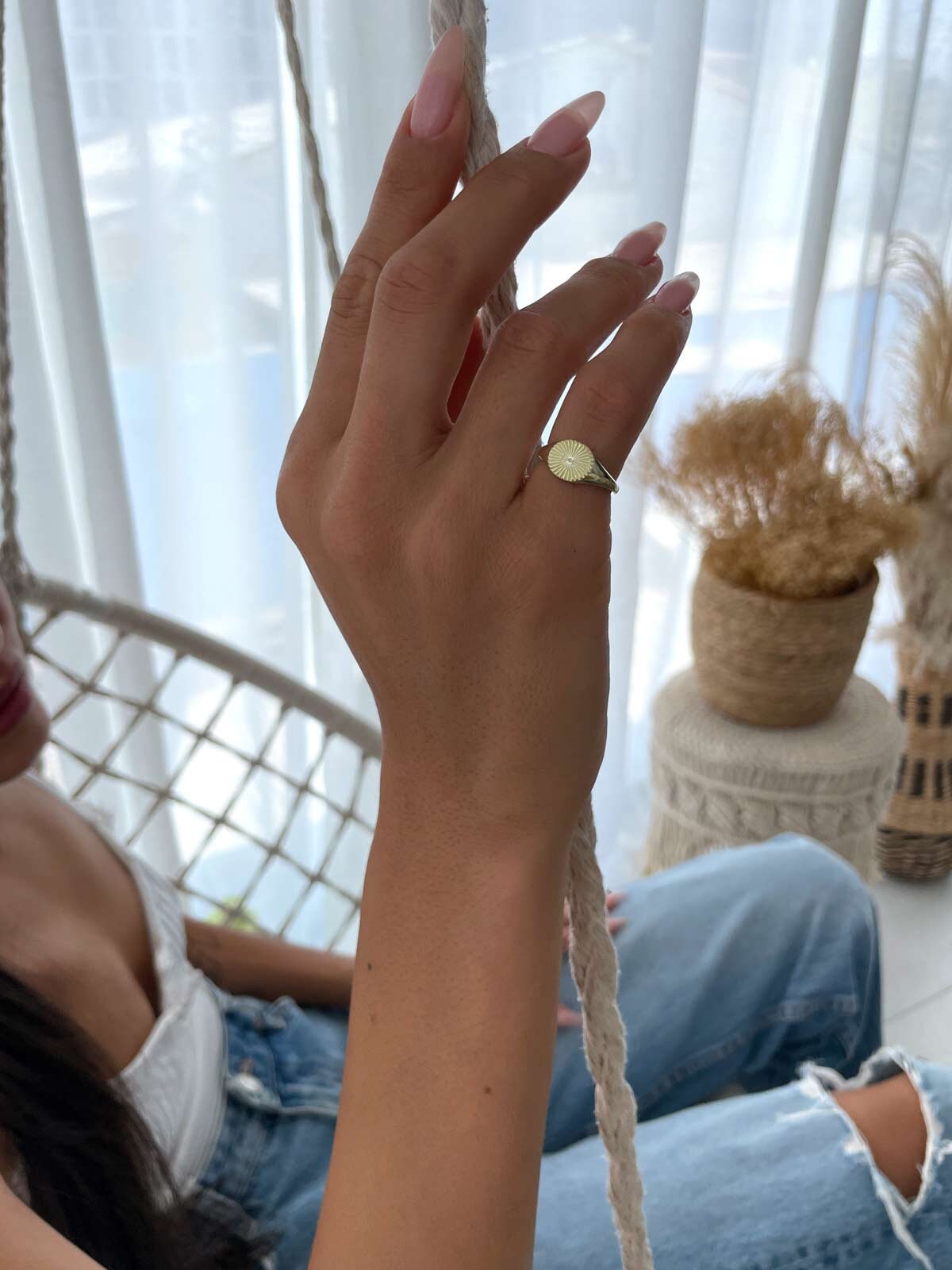 Gold Signet Pinky Ring, 925 Sterling Silver Statement Signet Gold Signet Pinky Ring, 925 Sterling Silver Statement Signet