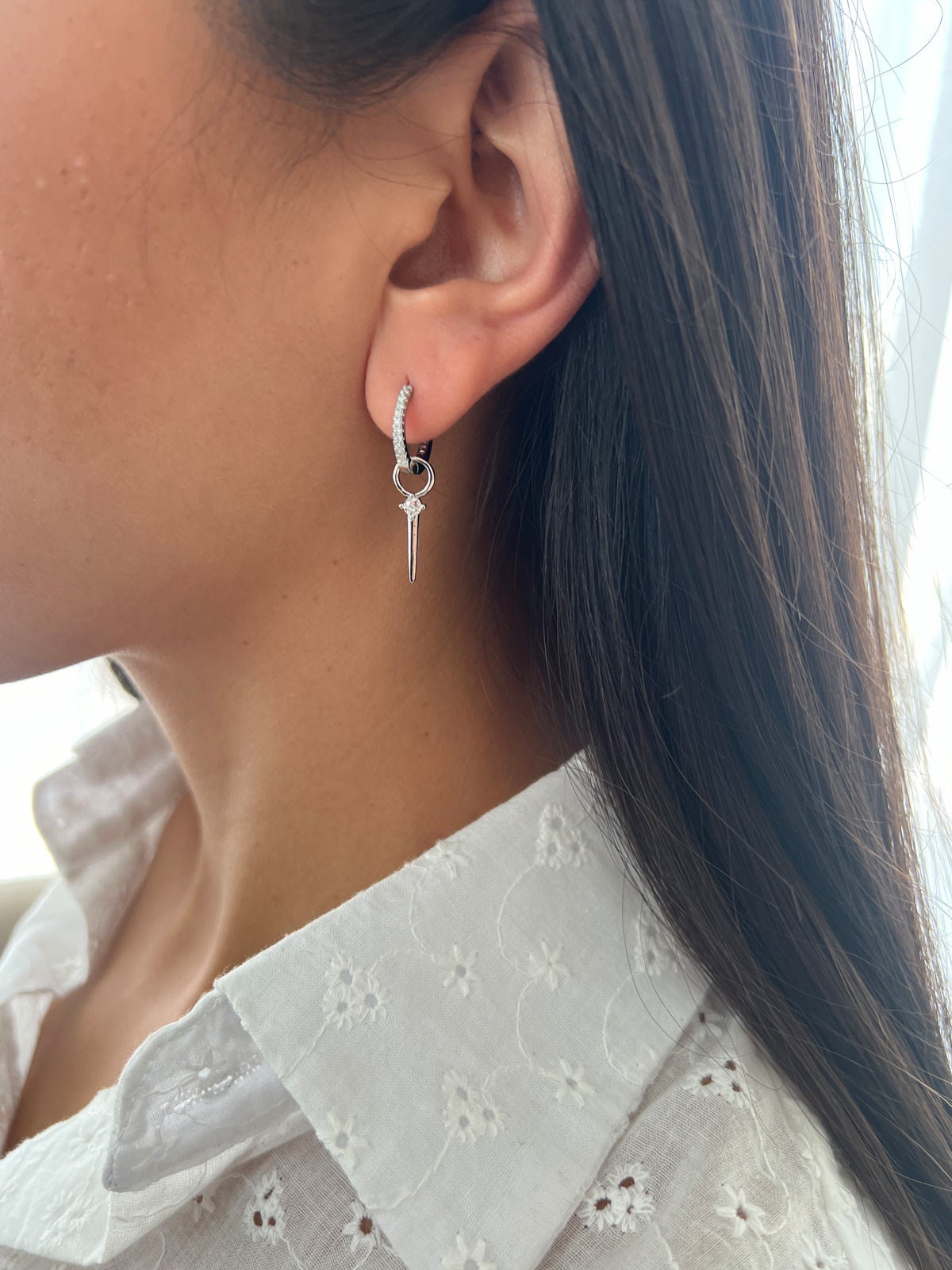 ☆TATIANA☆ Silver 925 Slick Drop Hoop Earrings EC3111 Designer fashion, Seoul-fully created | W Concept