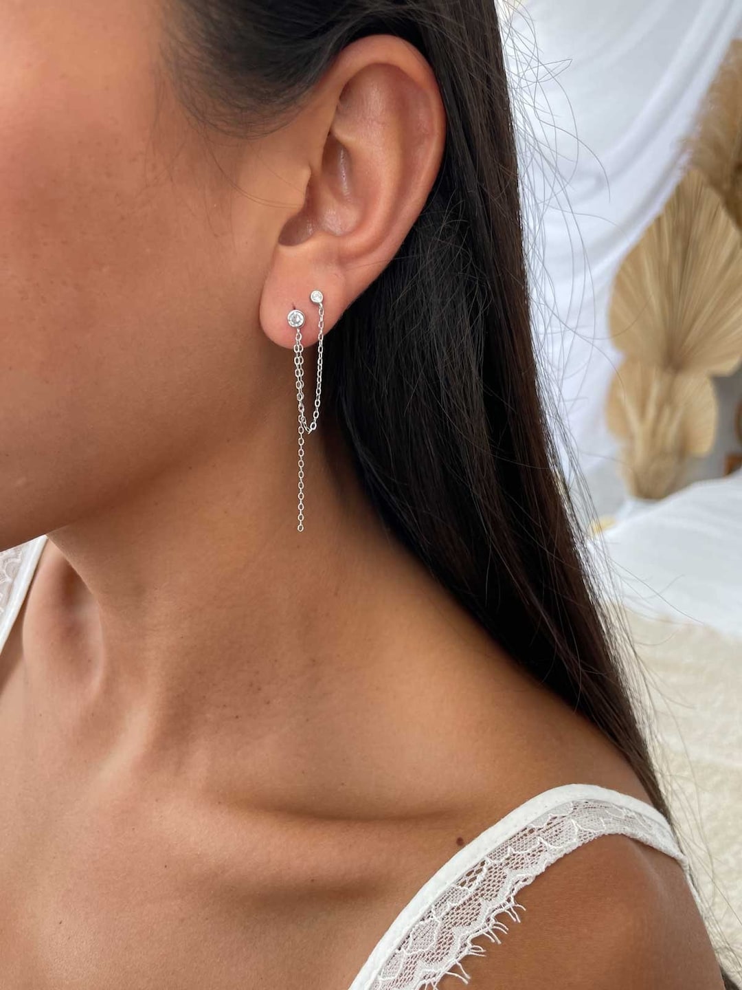 Piccoli orecchini a bottone con turchese blu, argento sterling