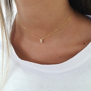Letter necklace, Choker necklace, Silver sterling 925, gold plated, rose gold plated with CZ, fashion jewelry image 6