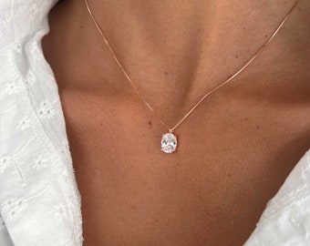Pendentif Ovale Diamants 0,325 Carat, Or 14K (585) - Couleur H, Pureté SI, Occasion