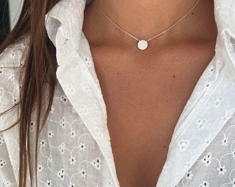 Minimalist Sterling Silver Choker Necklace With Pave