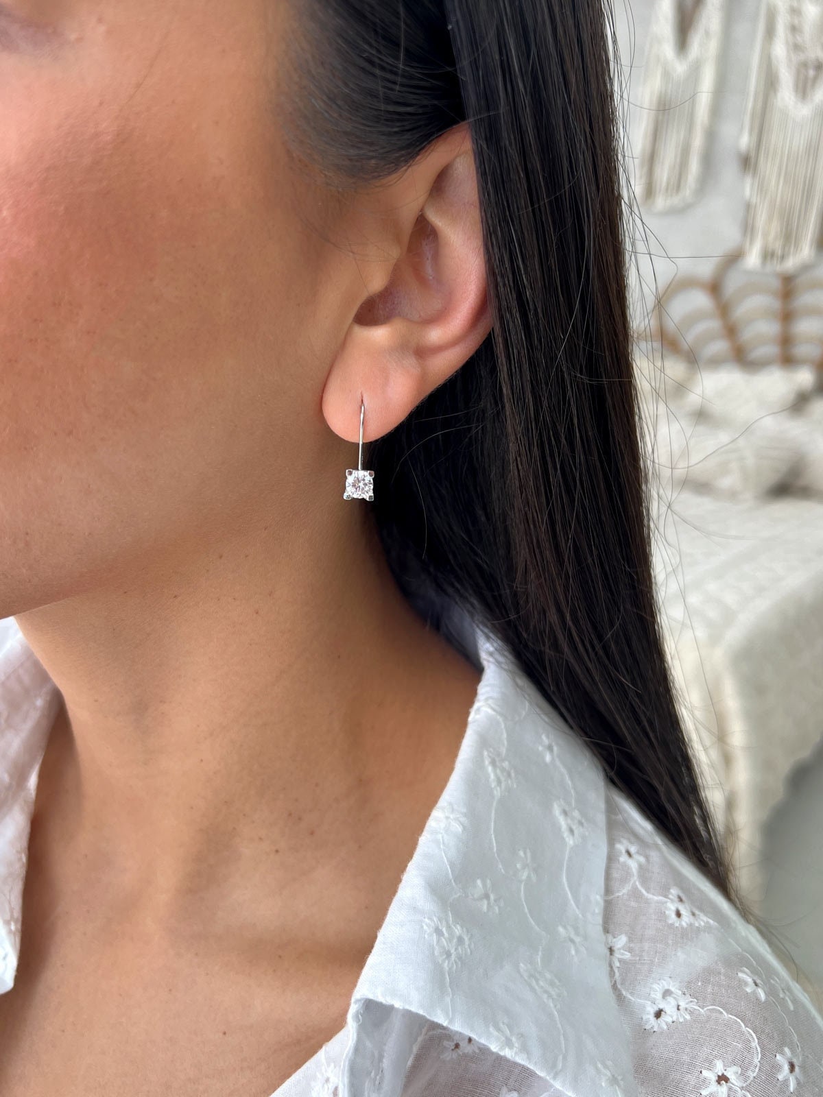 Tennis Falling Earrings, Sterling Silver 925 Drop Earrings