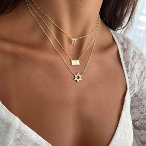 Star of David Israel Necklace, Gold Magen David Jewish Pendant for Women image 2