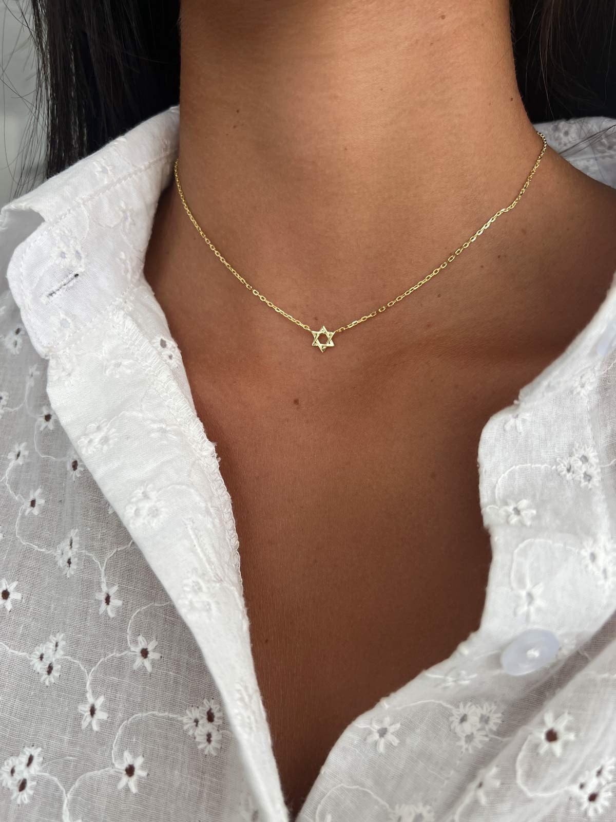 Star of David Necklace, Gold Magen David Necklace, Jewish Star Charm, Jewish Necklace, Sterling Silver 925 Tiny Star of David Necklace
