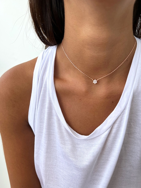 Tiny Star of David Necklace, Magen David Necklace, Jewish Star Charm, Jewish Necklace, 925 Sterling Silver, Gold, Rose Gold